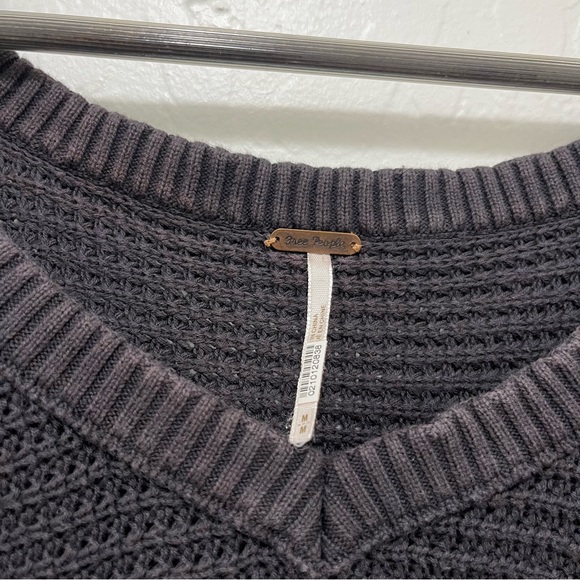 Free People Moonshine Cold Shoulder Knitted Sweater Hi-Low, Fringe Hem - Picture 5 of 12